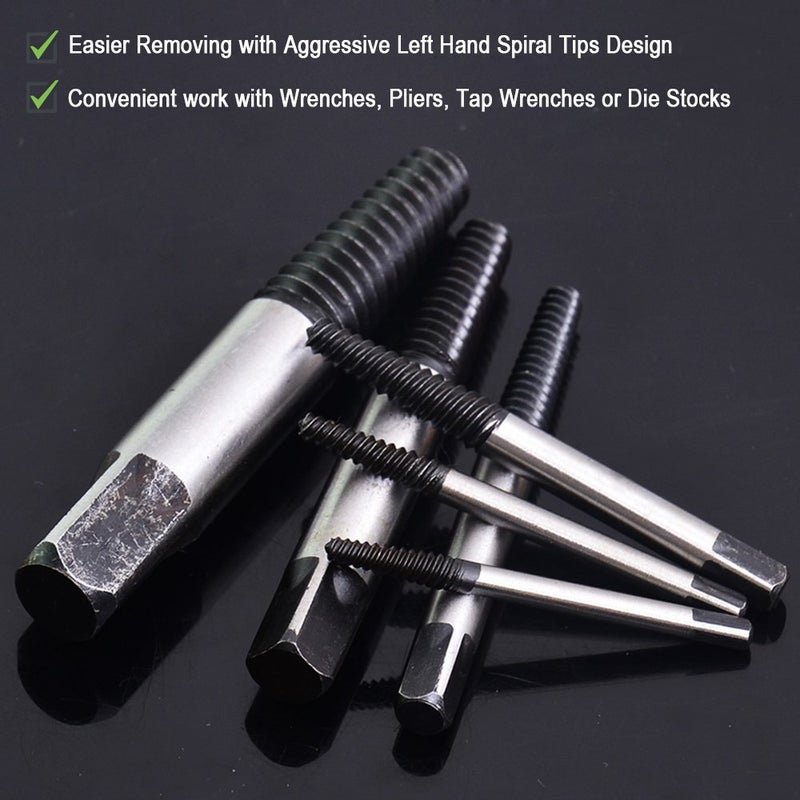 CenterZ 6pcs Stripped Screw Extractor, Damaged Bolt Remover Set - Ideal Left Hand Spiral Removal Tool Kit with Storage Case for 1/8 to 1 inch Thread Broken Stud, Screw, Bolt, Small Pipe Easy Back Out - Image 3